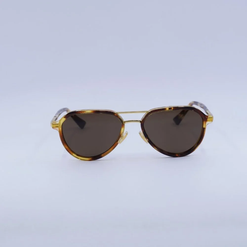 Bottega Veneta BV1373S 002 Sunglasses Havana/Gold Aviator Frame, Brown Lenses
